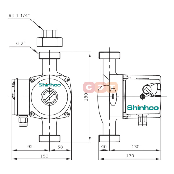 Циркуляционный насос  (с «мокрым» ротором) BASIC S 32-6S 180 1x230V Shinhoo